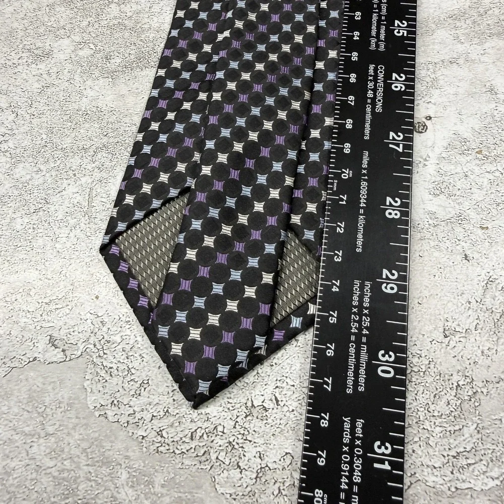 Alexander Julian Tie‎ Mens One Size Black Geometric Made In China Necktie